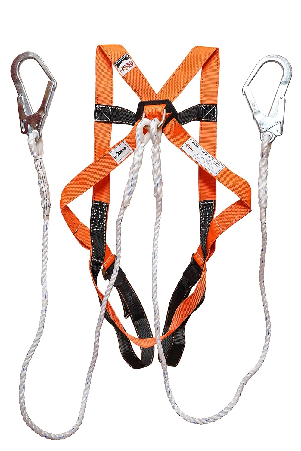 RAHMAT SAFETY HOUSE Industrial Safety Belt Harness Full Body Fall Protection with Scaffolding Hook Double Lanyard Safety Protection from Height ,climbing , constructions (RSH-016).