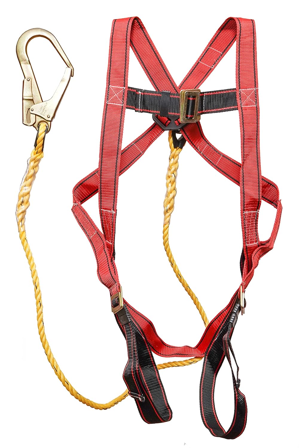 RAHMAT SAFETY HOUSE Industrial Safety Belt Harness Full Body Fall Protection with Scaffolding Hook Single Lanyard Safety Protection from Height ,climbing , constructions (RSH-016).